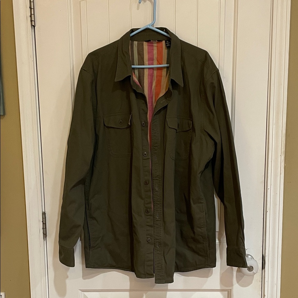Lands' End Men's XL Olive green Shirt Jacket with cool lining NWOT